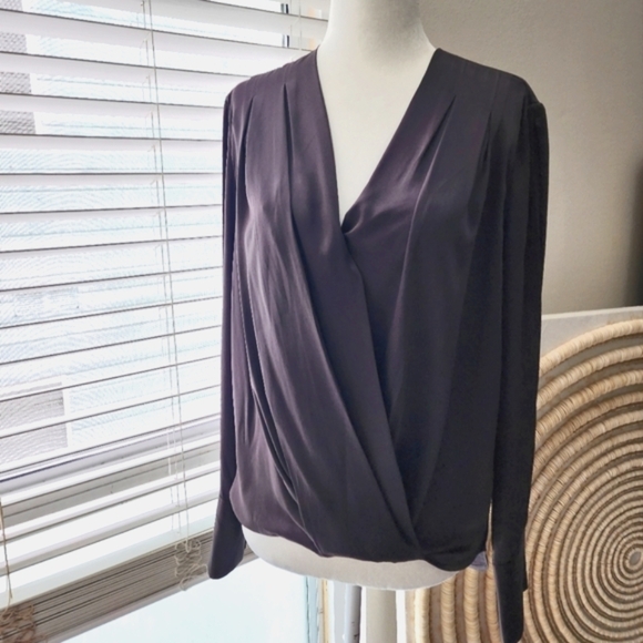 Rag & Bone 100% Silk Drape Blouse Eggplant Purple Sz. Xs - Picture 4 of 13